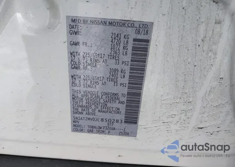 2018 Nissan Rogue Sv from USA, damaged, VIN 5N1AT2MV0JC850283